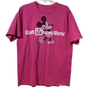 Walt Disney World Mickey Mouse T-Shirt Pink Women's Large Graphic Tee